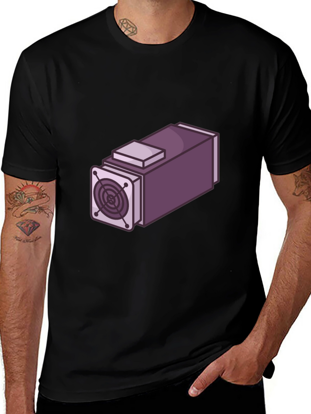 Geeky Purple Mining Rig Graphic T-Shirt