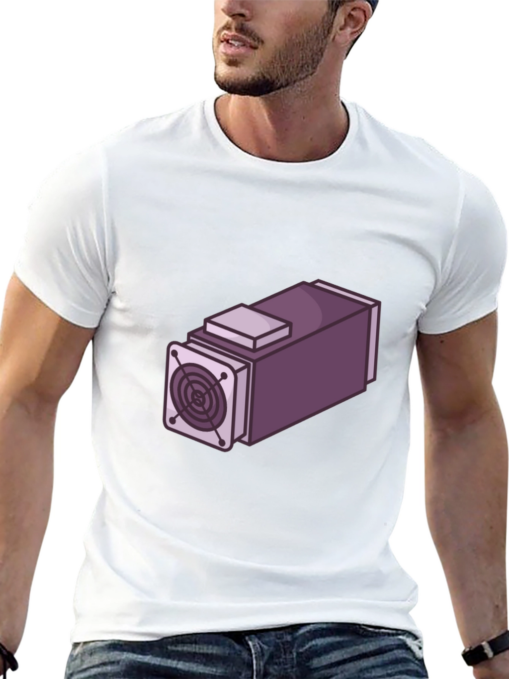 Geeky Purple Mining Rig Graphic T-Shirt