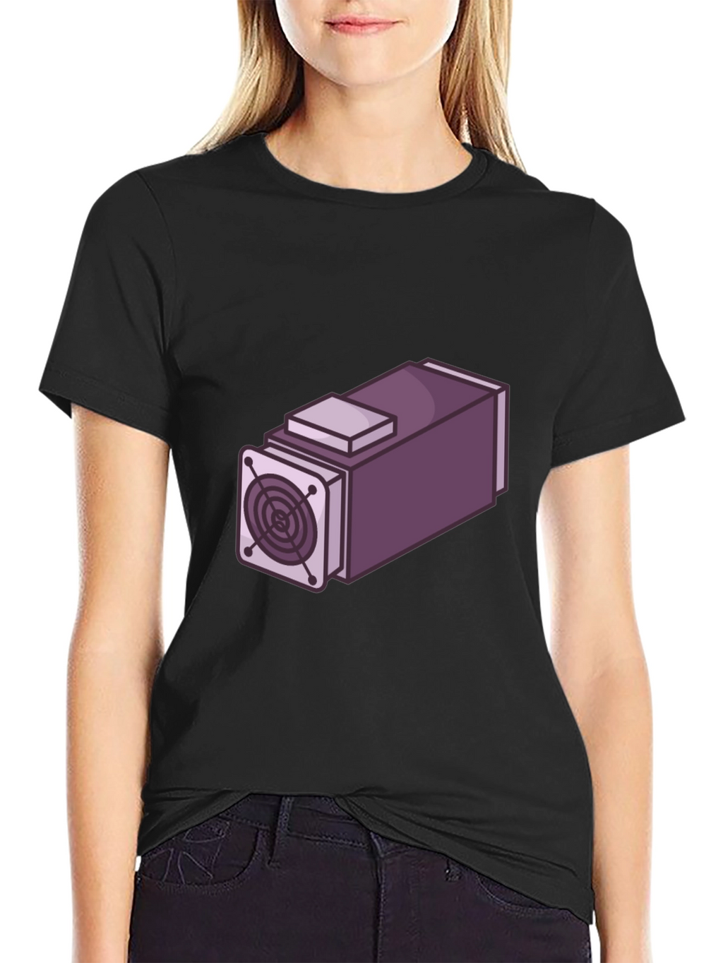 Geeky Purple Mining Rig Graphic T-Shirt