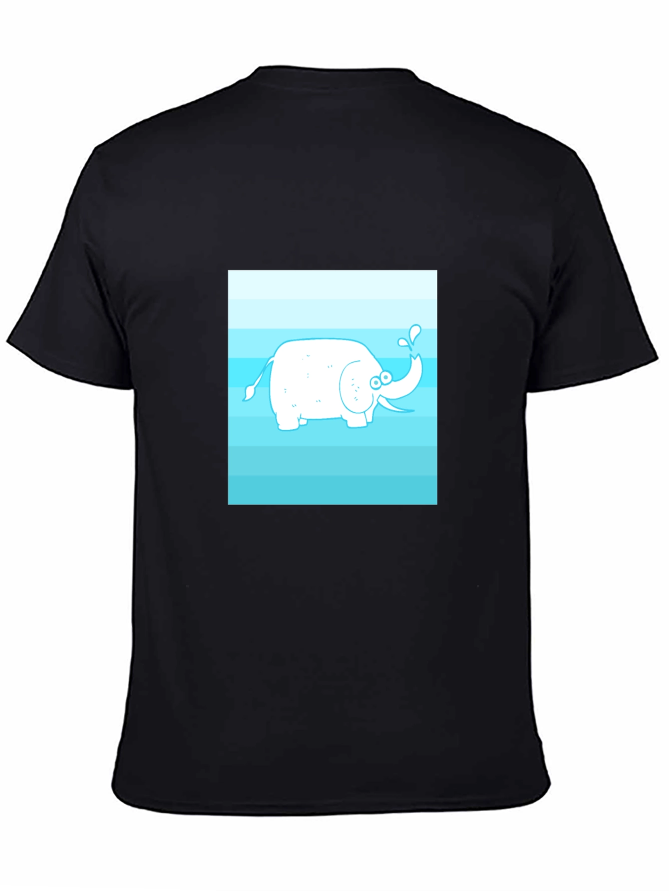 Cartoon Elephant Graphic Tee - Black Cotton Casual Shirt
