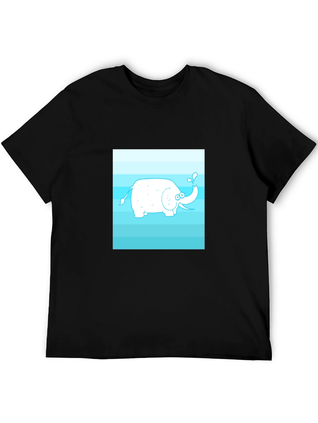 Cartoon Elephant Graphic Tee - Black Cotton Casual Shirt
