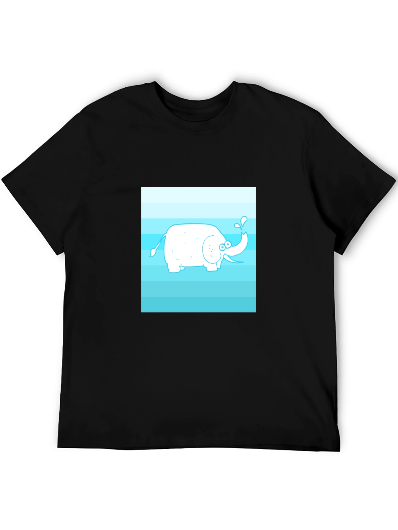 Cartoon Elephant Graphic Tee - Black Cotton Casual Shirt