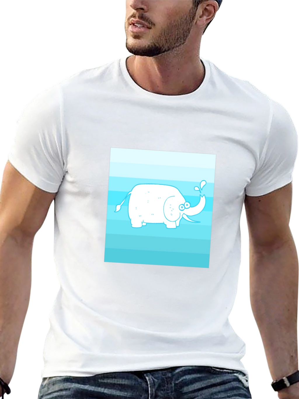 Cartoon Elephant Graphic Tee - Black Cotton Casual Shirt