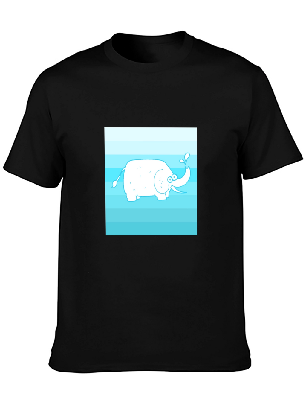 Cartoon Elephant Graphic Tee - Black Cotton Casual Shirt