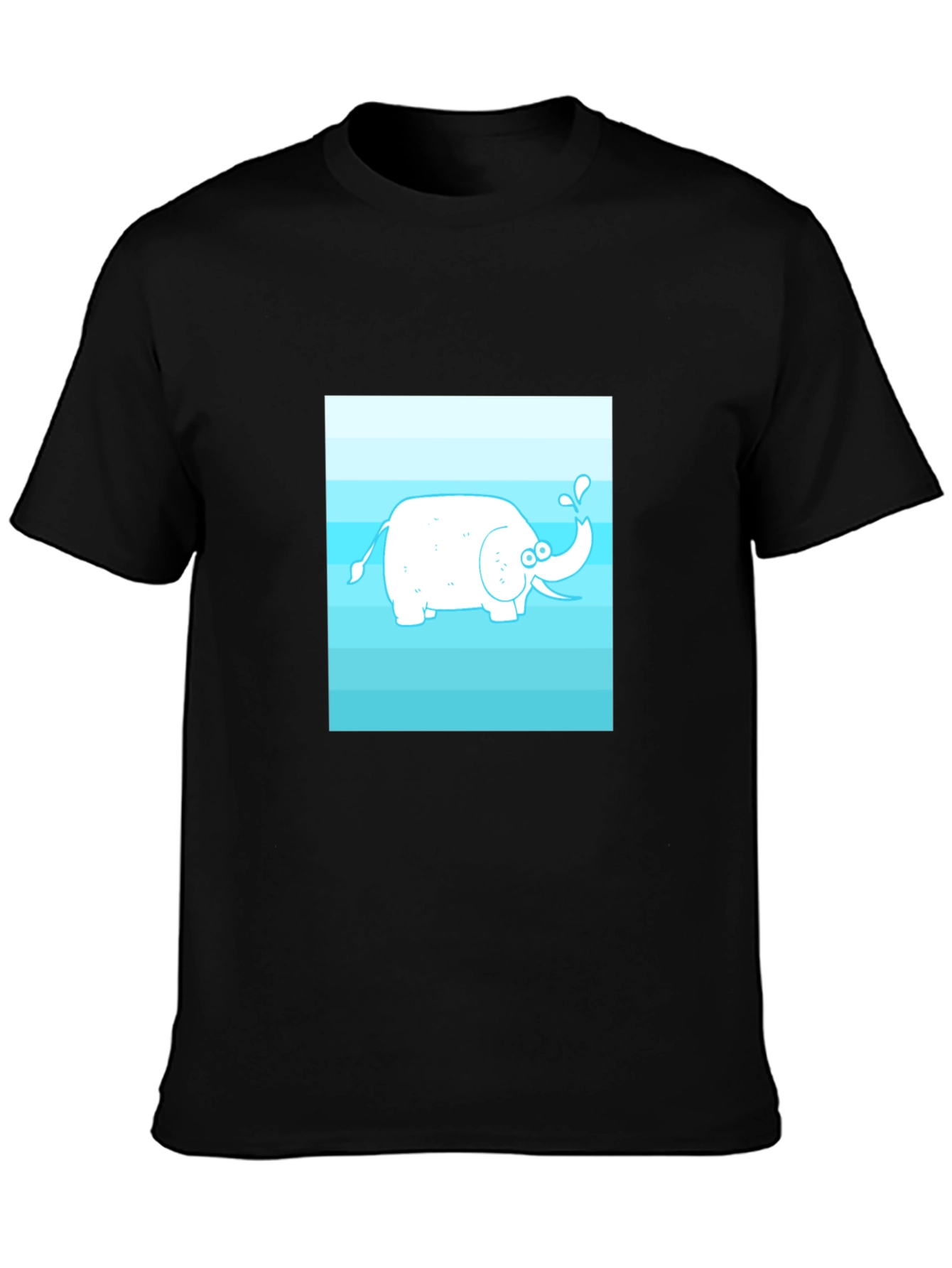 Cartoon Elephant Graphic Tee - Black Cotton Casual Shirt