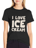I Love Ice Cream T-Shirt - Black Cotton Tee