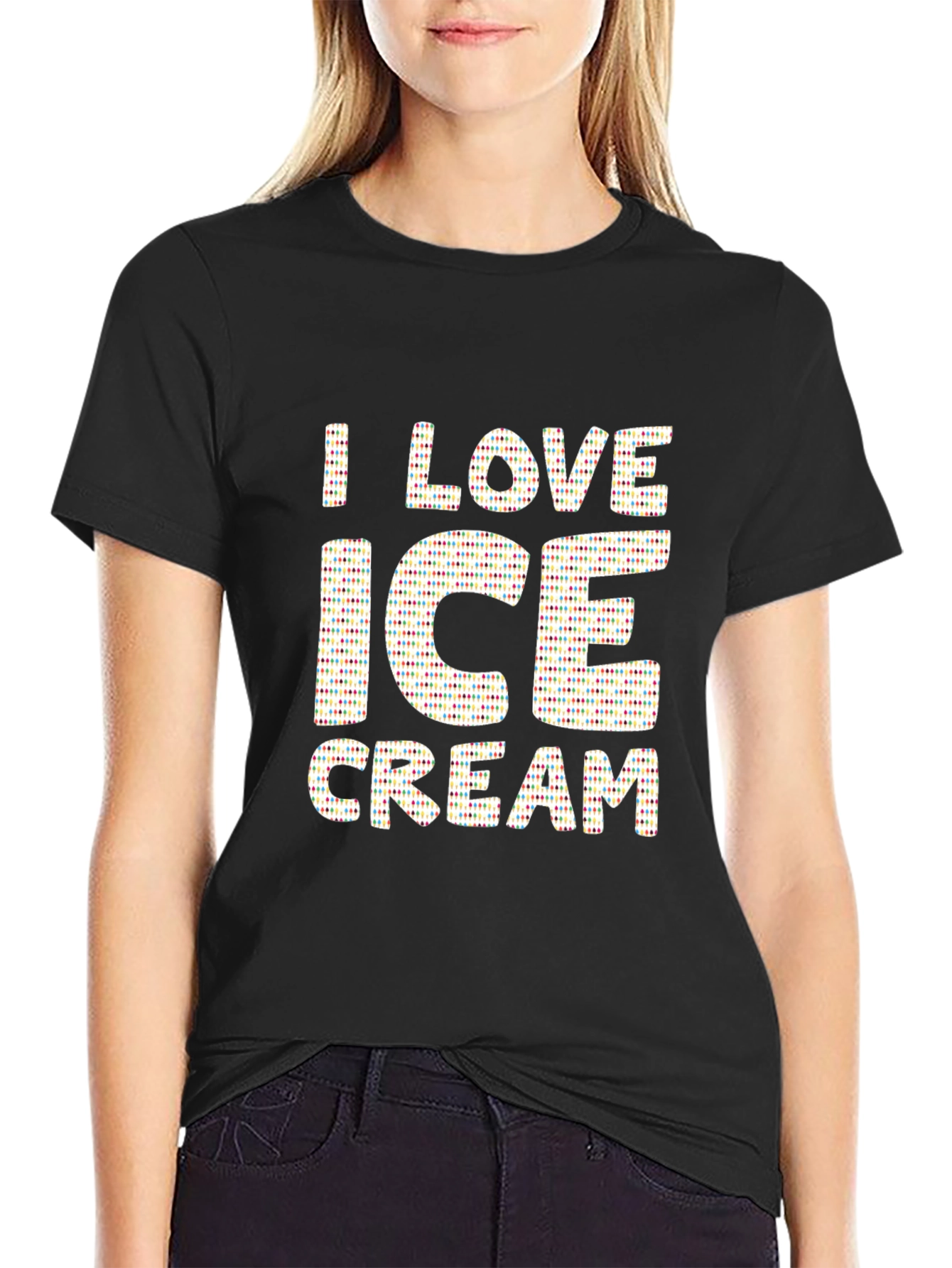 I Love Ice Cream T-Shirt - Black Cotton Tee