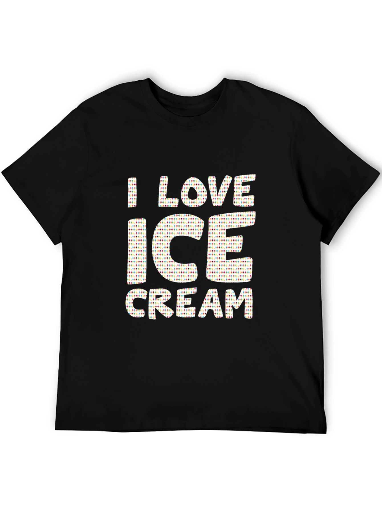 I Love Ice Cream T-Shirt - Black Cotton Tee