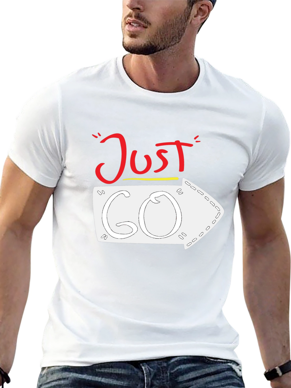 Just Go Arrow Graphic Tee - Black Cotton T-Shirt