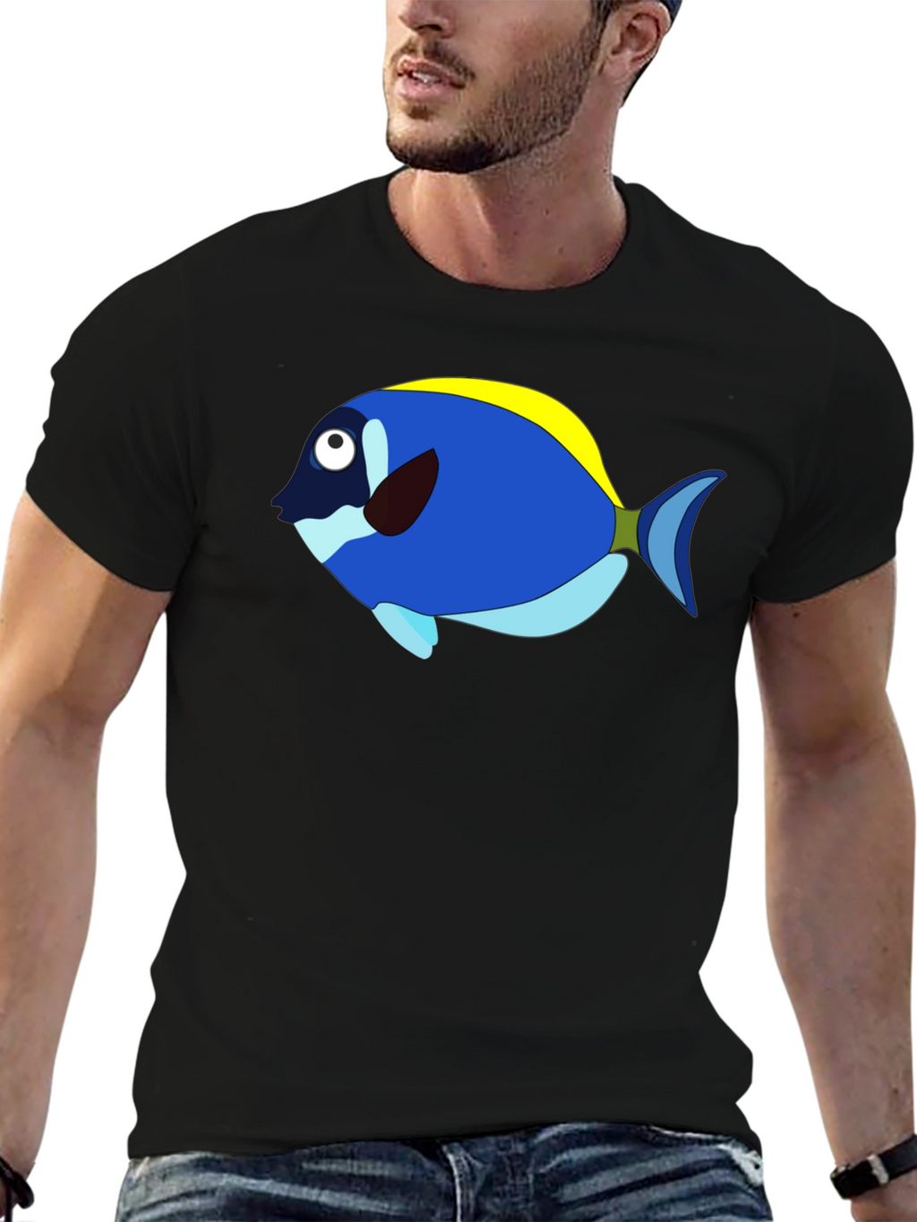 Blue Tang Cartoon Graphic T-Shirt