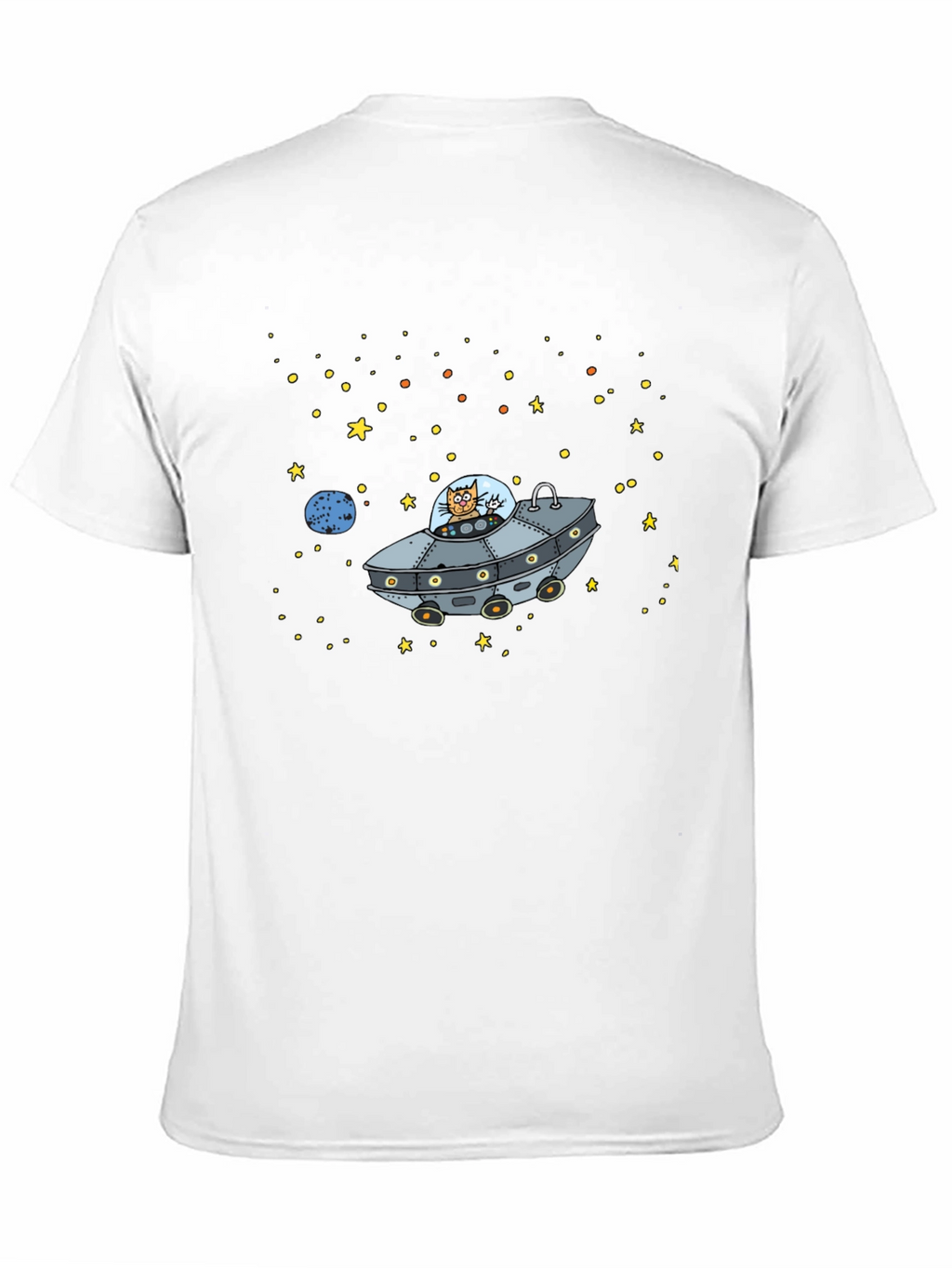 Space Cat UFO Graphic T-Shirt