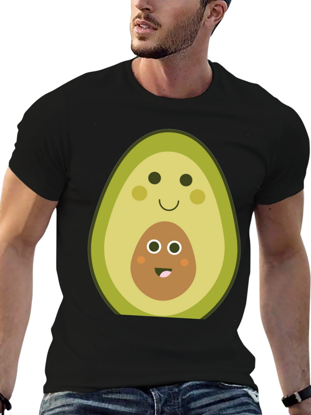 Cute Avocado Mama & Baby Black T-Shirt