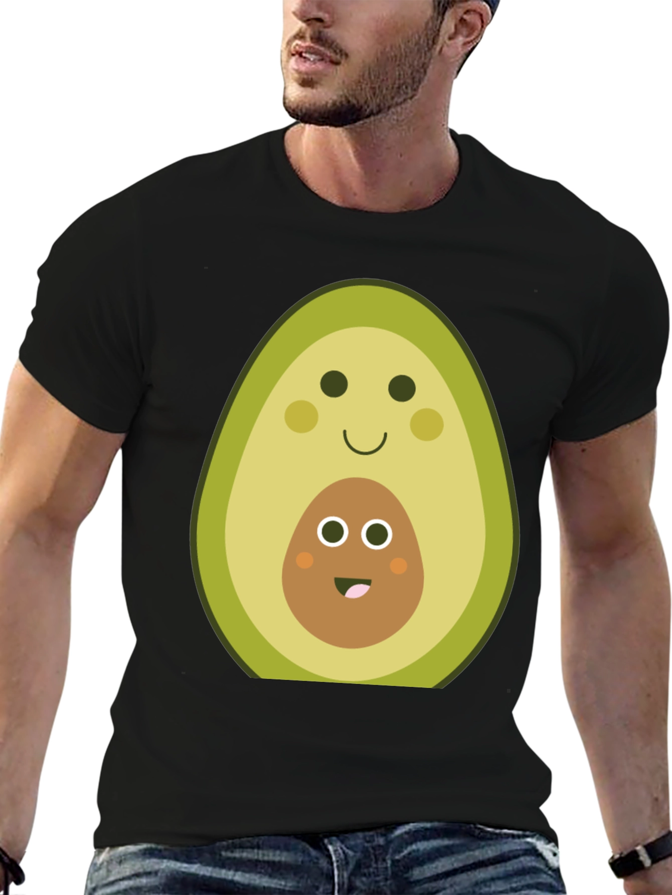 Cute Avocado Mama & Baby Black T-Shirt