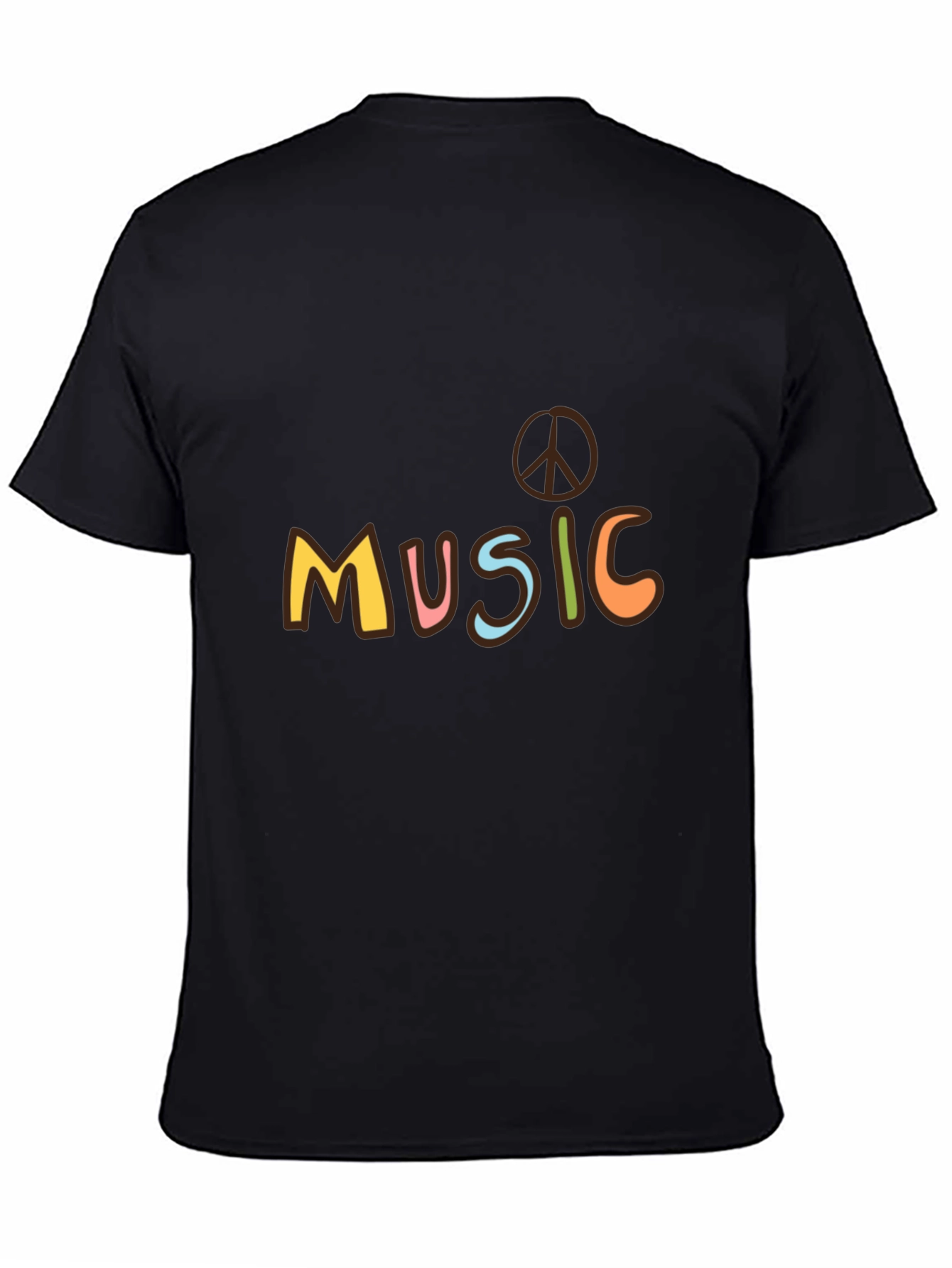 Peace Music Graphic Tee - Classic Crew Neck Soft Cotton T-Shirt
