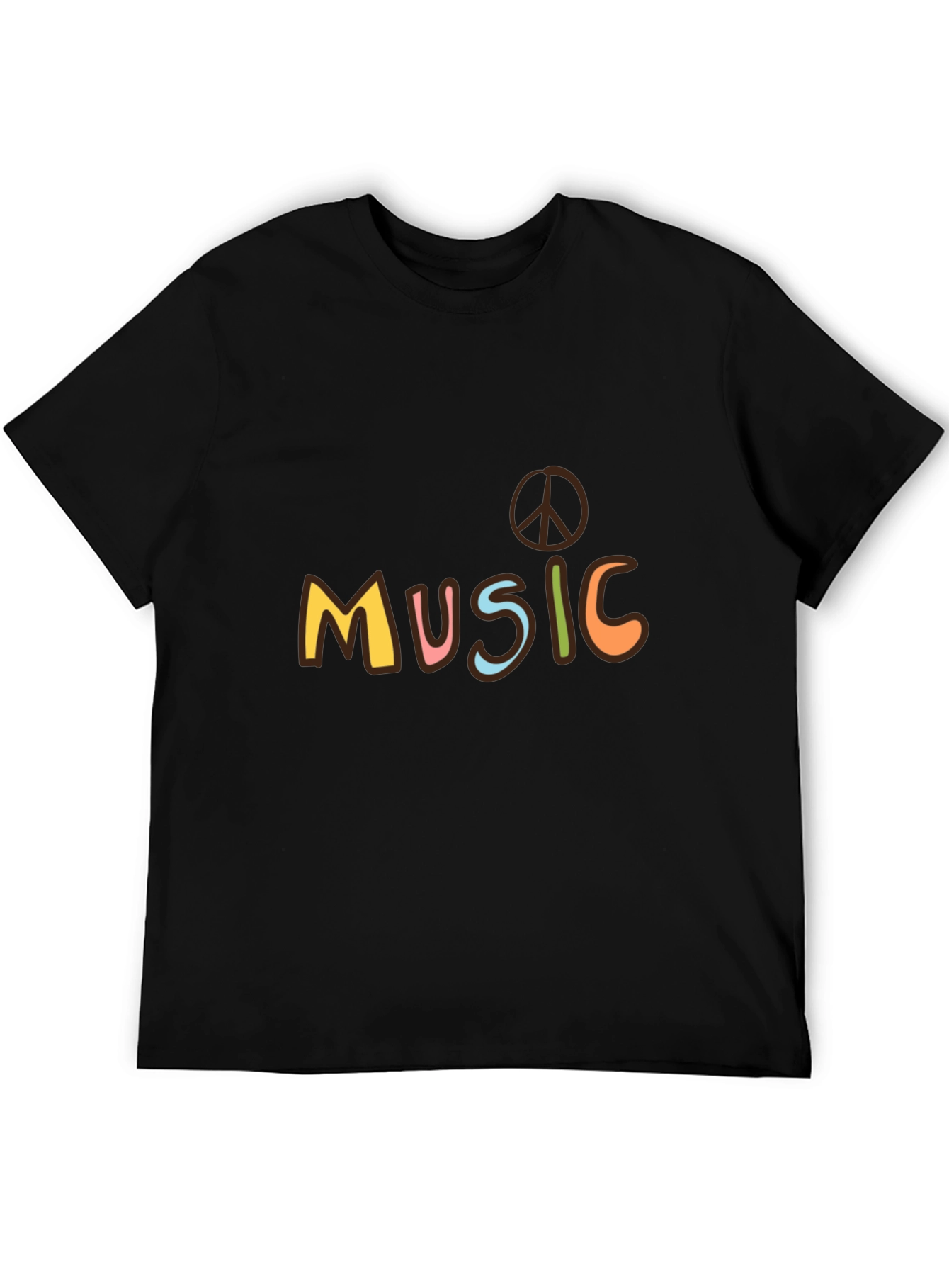 Peace Music Graphic Tee - Classic Crew Neck Soft Cotton T-Shirt