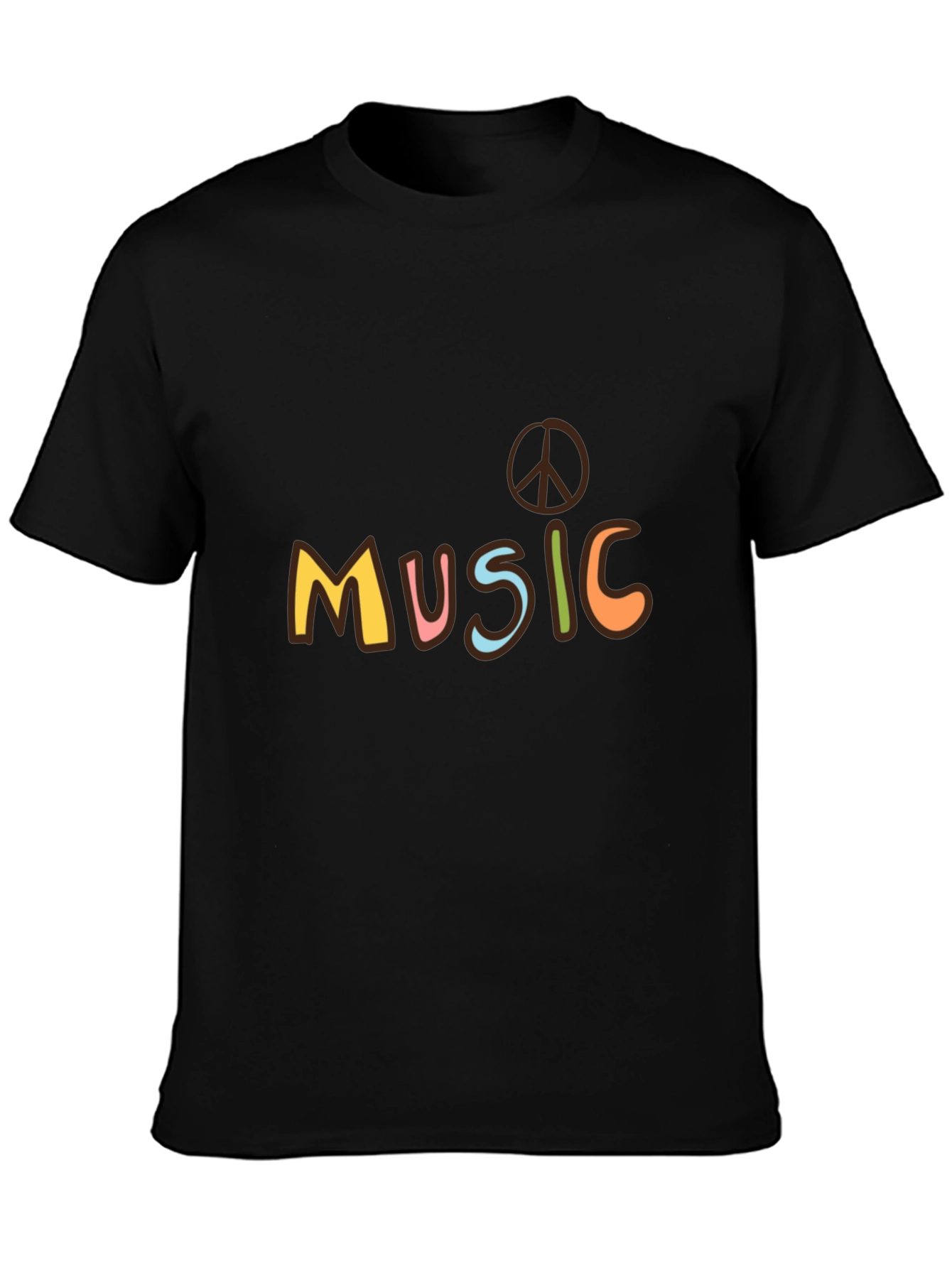 Peace Music Graphic Tee - Classic Crew Neck Soft Cotton T-Shirt