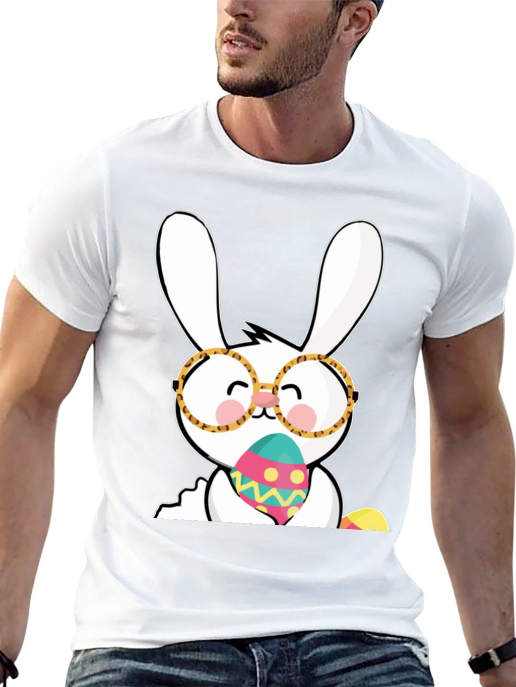 Easter Bunny Shirt with Eggs - Cute Holiday Tee