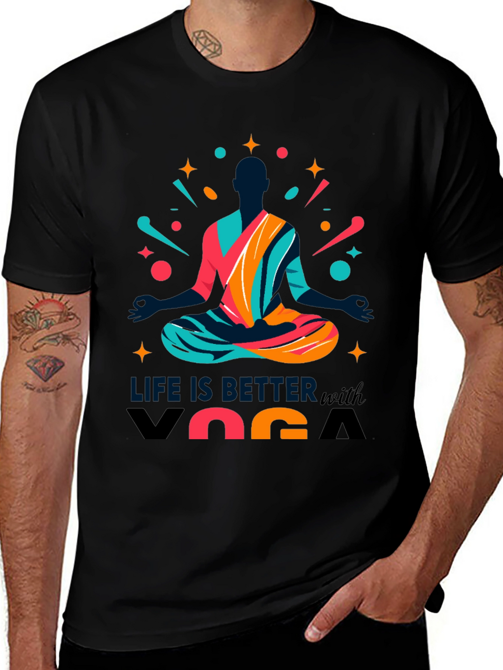 Life is Better with Yoga Mens Graphic Tee