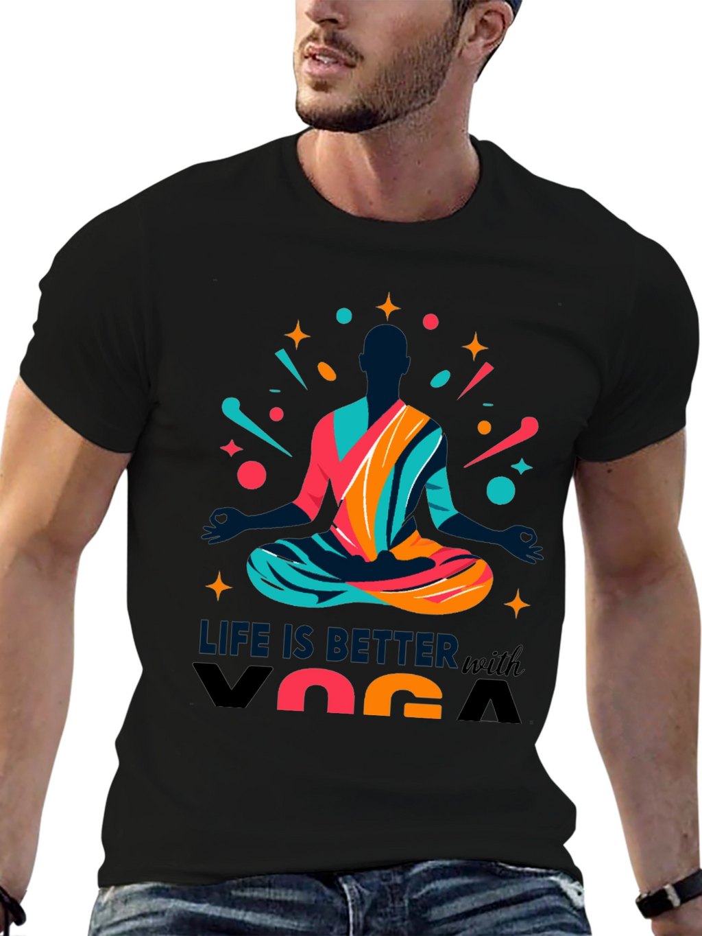 Life is Better with Yoga Mens Graphic Tee