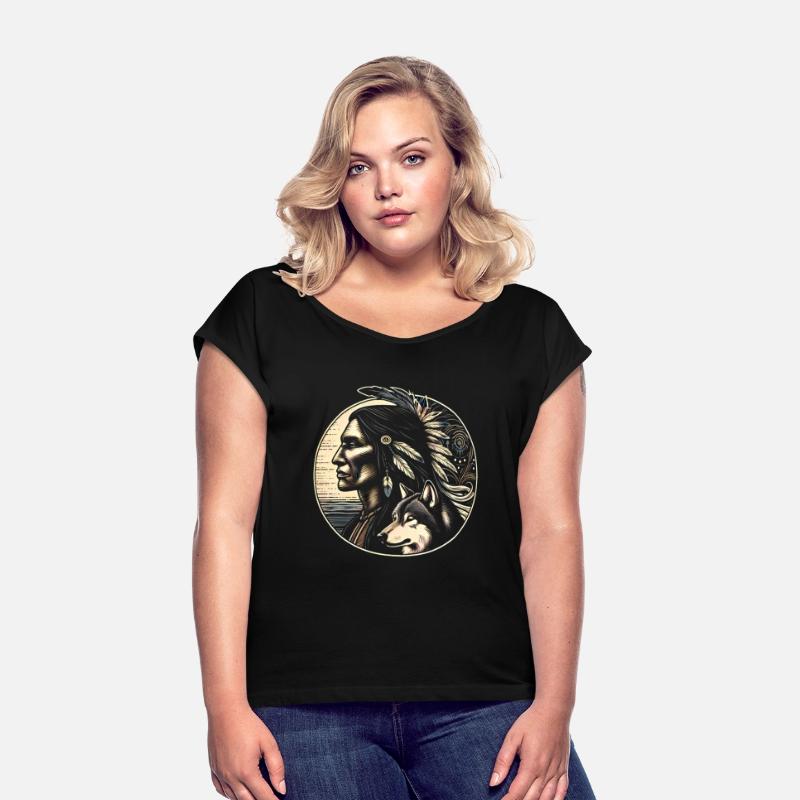 Native American with Wolf Nature Warrior Design