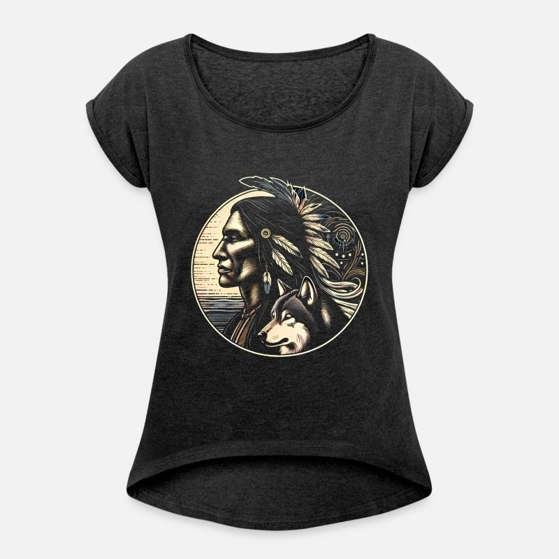 Native American with Wolf Nature Warrior Design