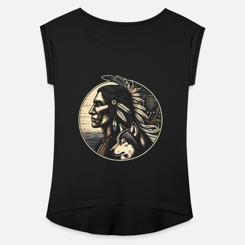 Native American with Wolf Nature Warrior Design
