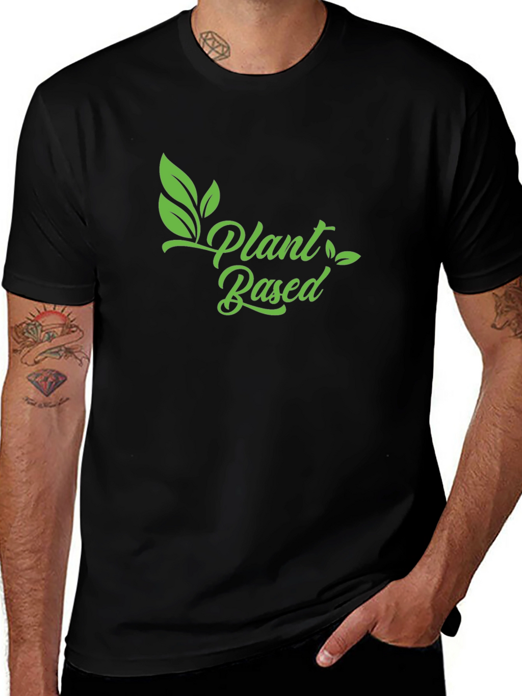 Plant Based Vegan T-Shirt - Green Print