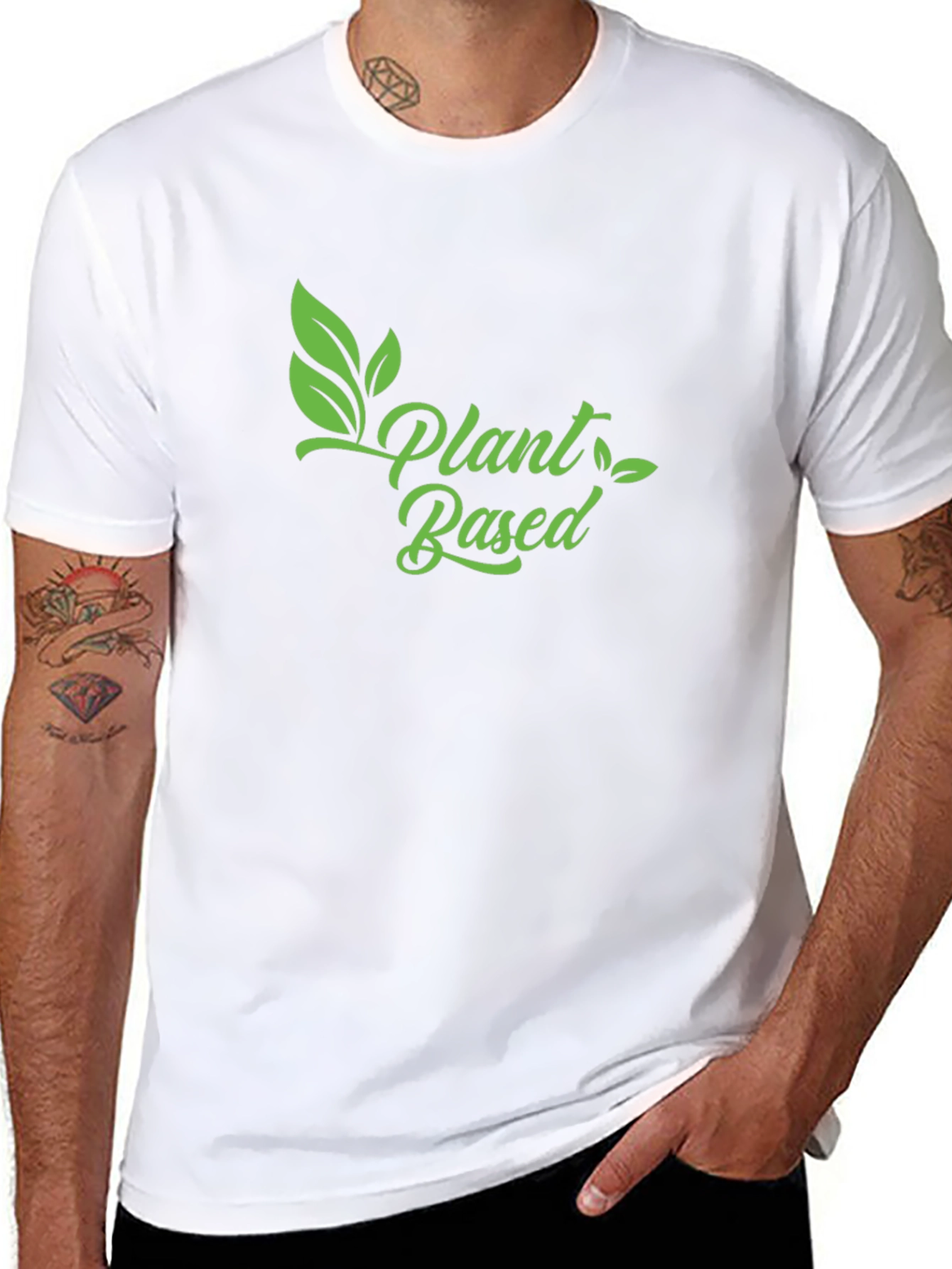 Plant Based Vegan T-Shirt - Green Print