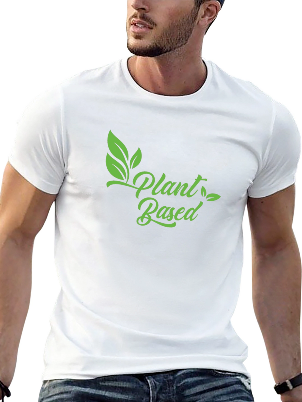 Plant Based Vegan T-Shirt - Green Print