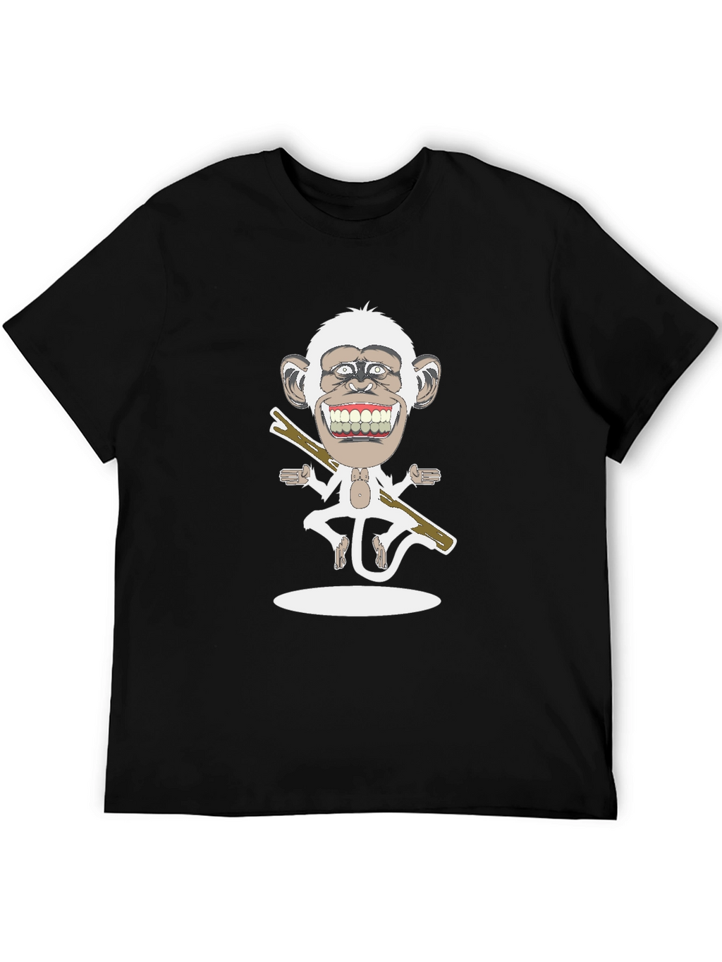 Cartoon Monkey Graphic Tee - Black