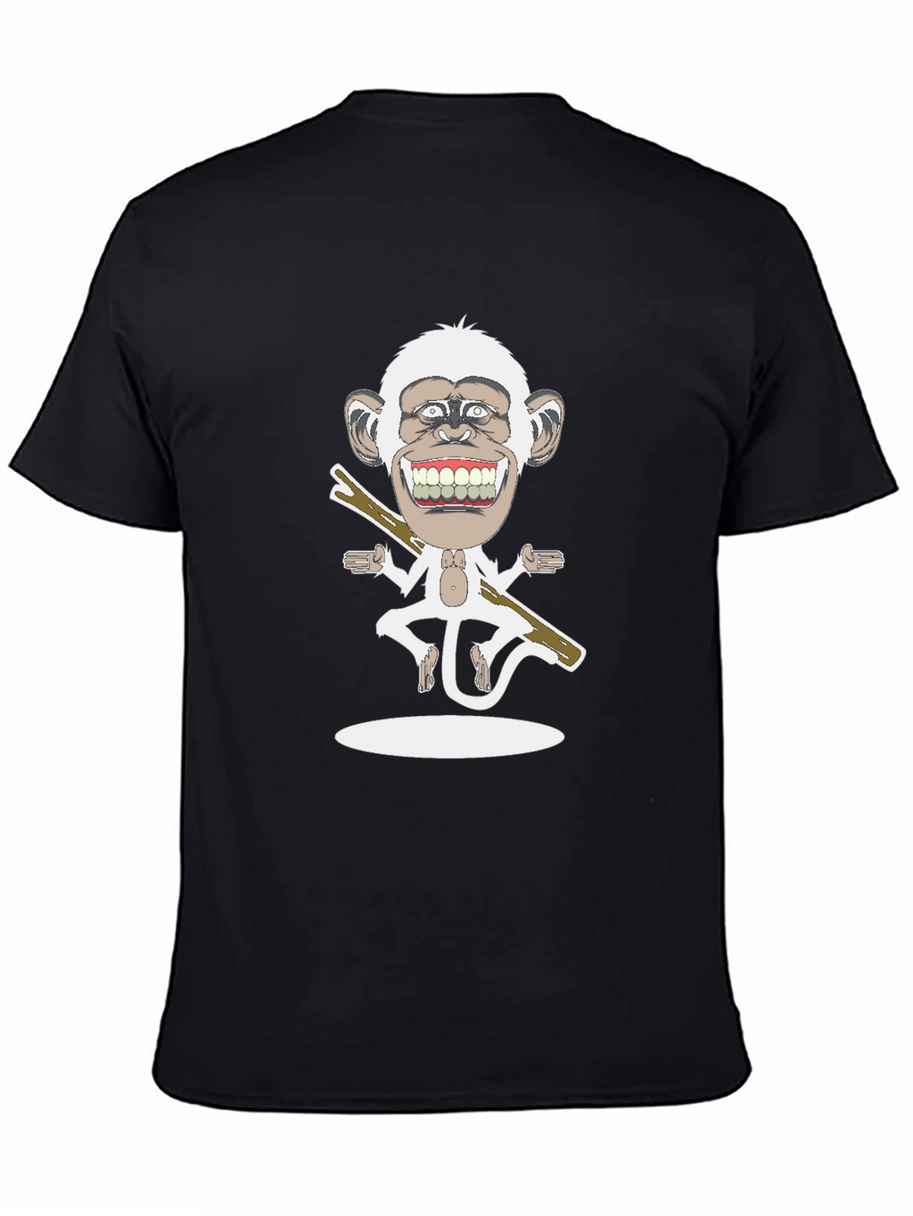Cartoon Monkey Graphic Tee - Black