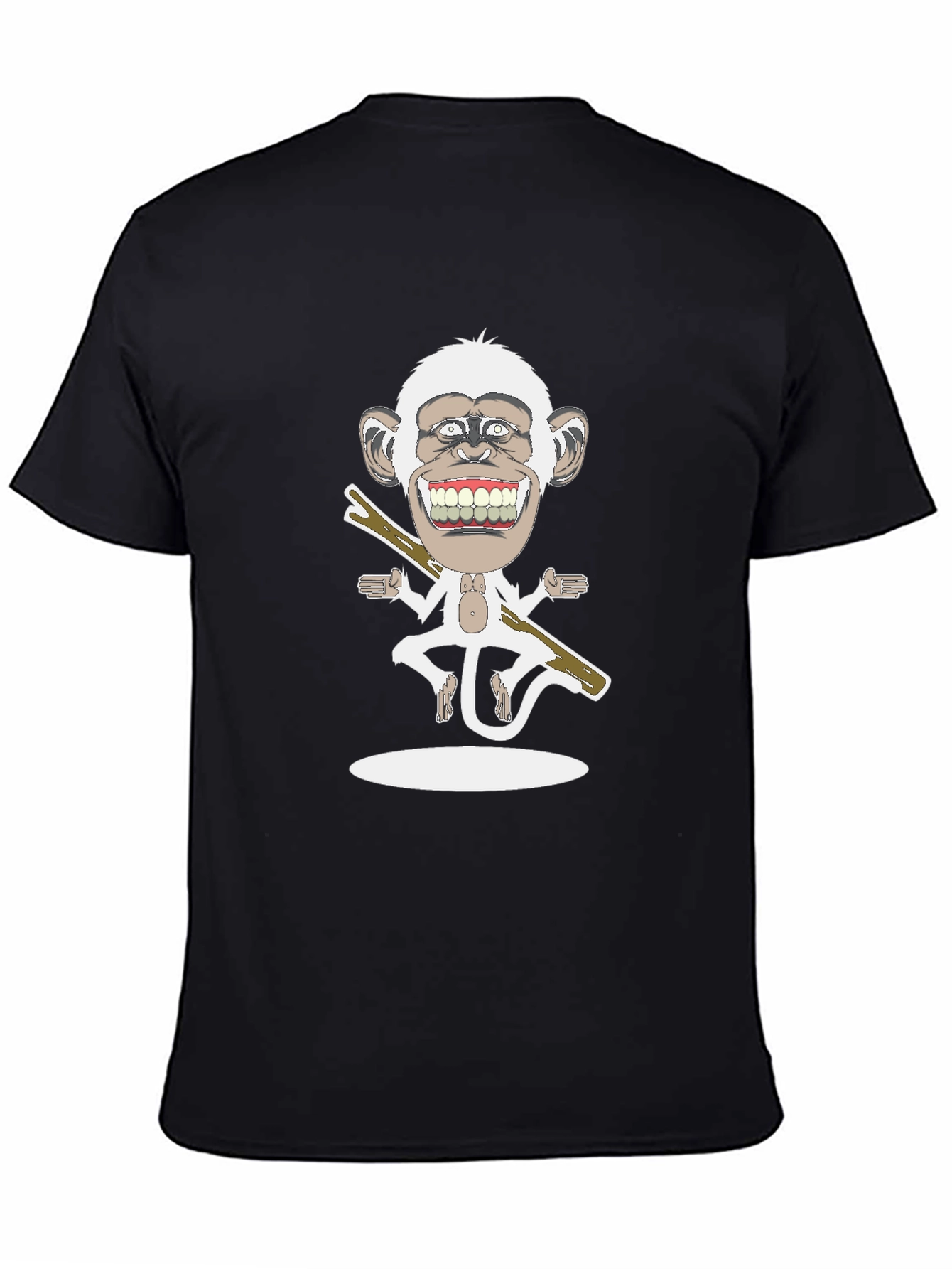 Cartoon Monkey Graphic Tee - Black