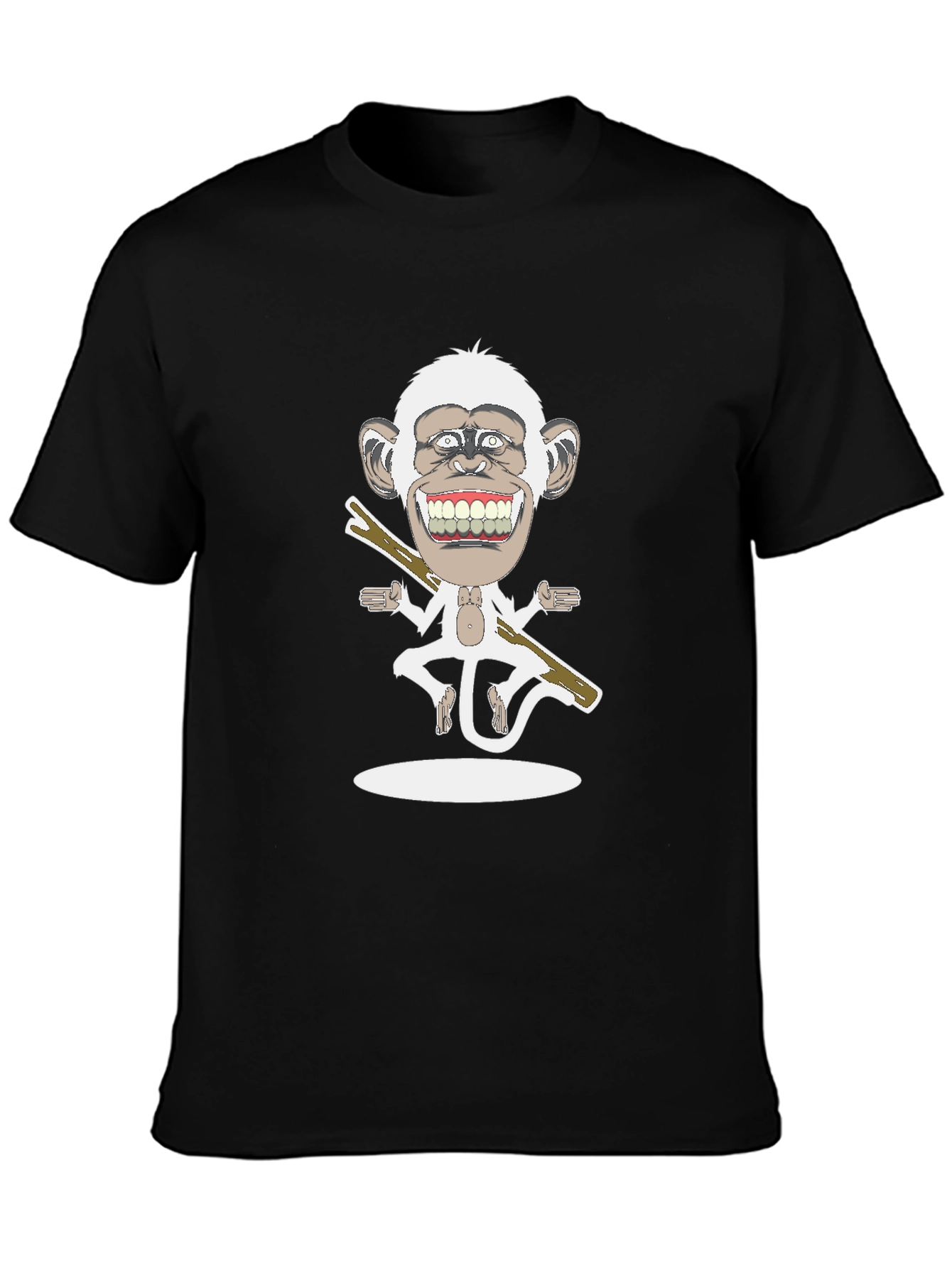 Cartoon Monkey Graphic Tee - Black