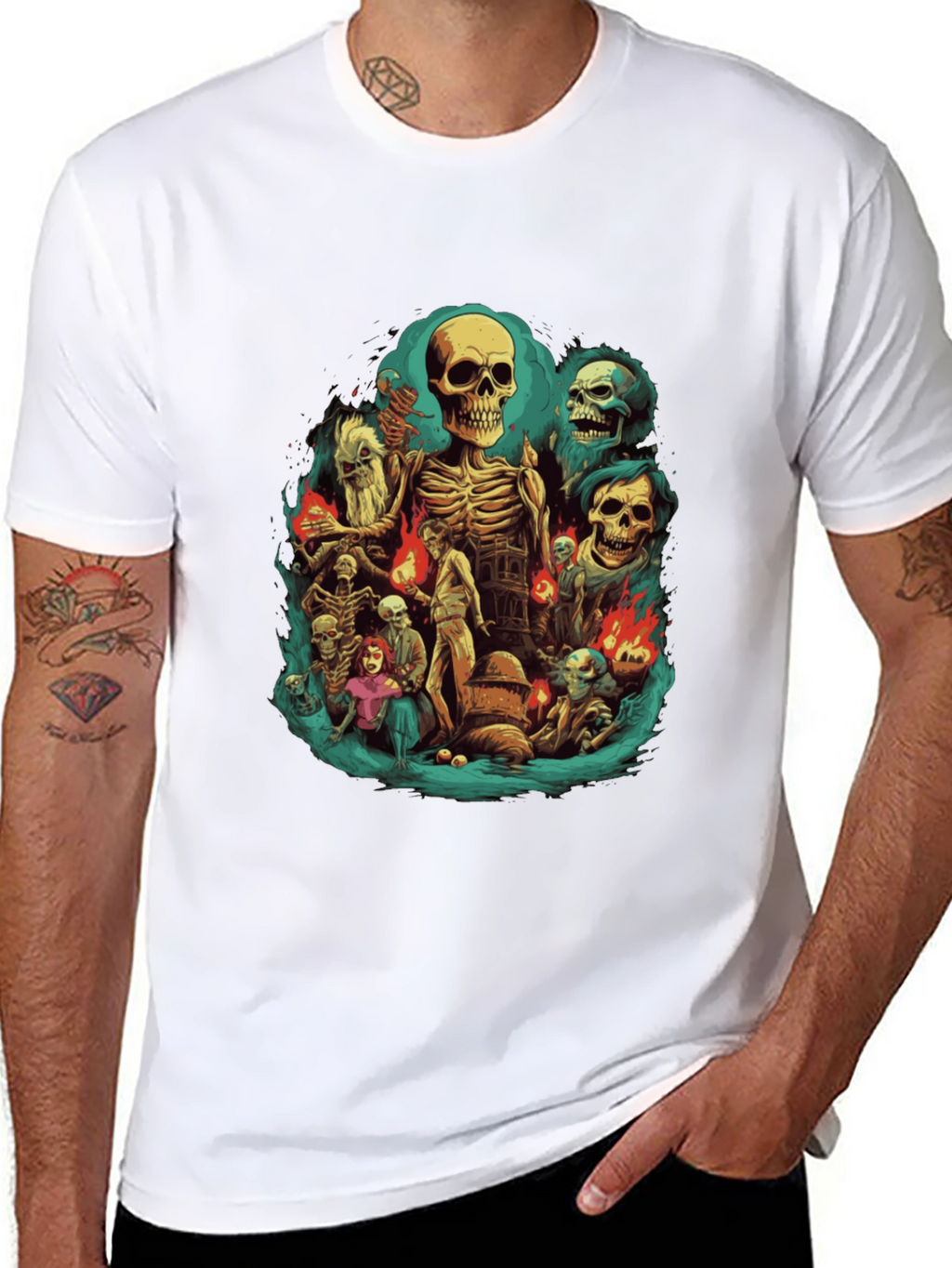Skeleton Crew Graphic Tee - Dark Humor T-Shirt