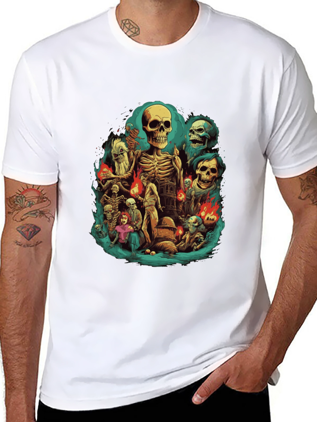 Skeleton Crew Graphic Tee - Dark Humor T-Shirt