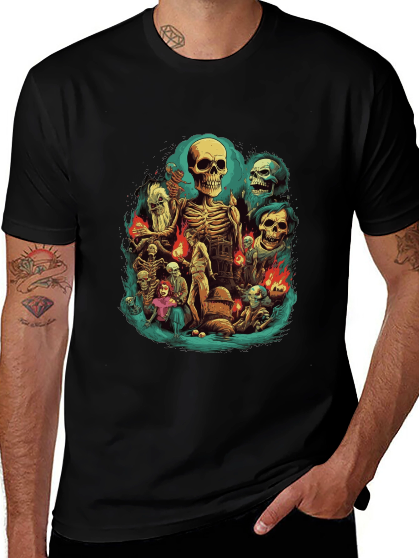 Skeleton Crew Graphic Tee - Dark Humor T-Shirt
