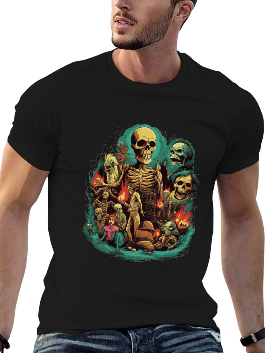 Skeleton Crew Graphic Tee - Dark Humor T-Shirt