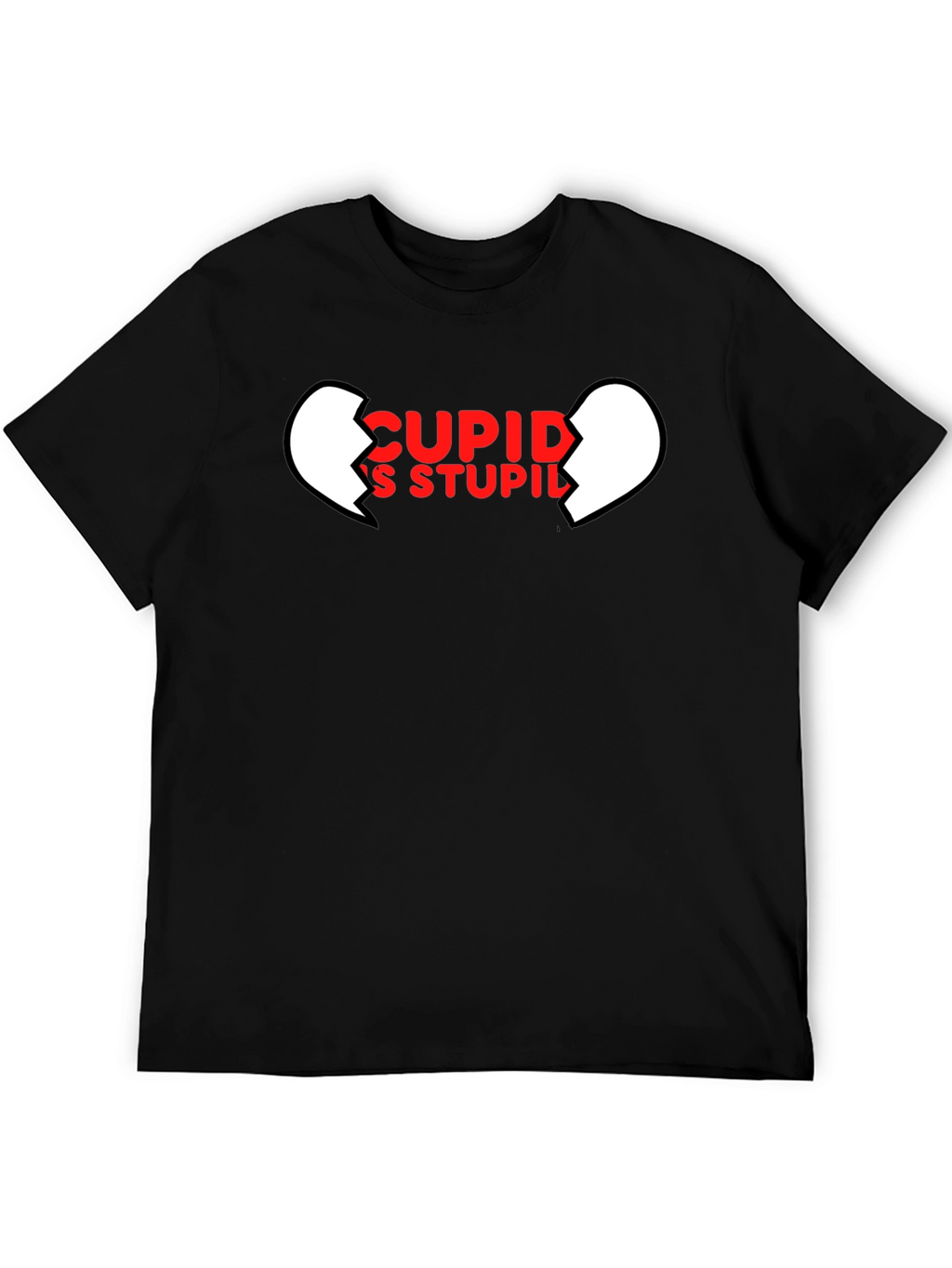 Cupids Stupid Black T-Shirt - Broken Heart Graphic