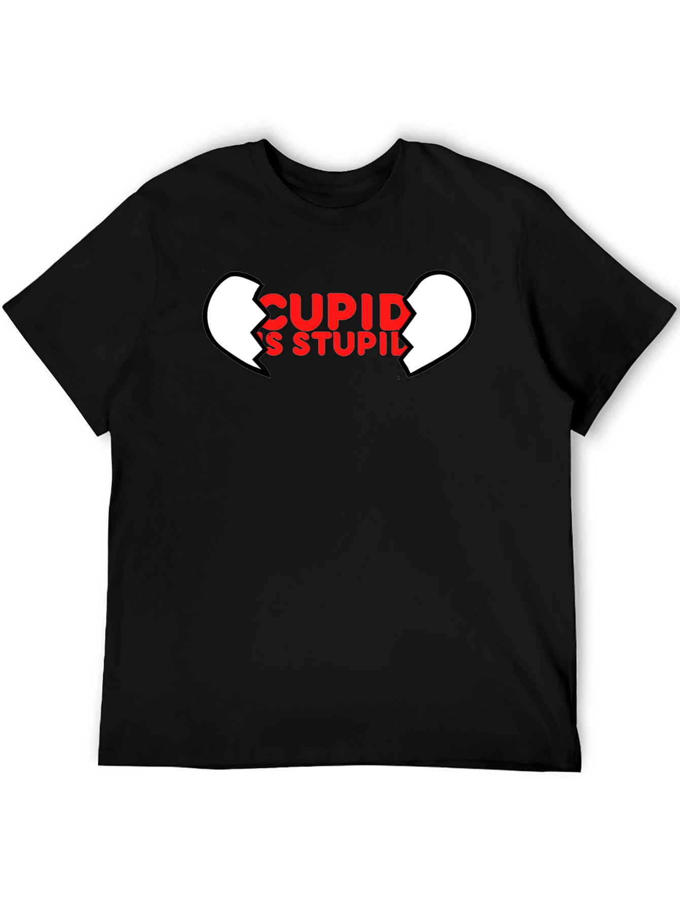 Cupids Stupid Black T-Shirt - Broken Heart Graphic