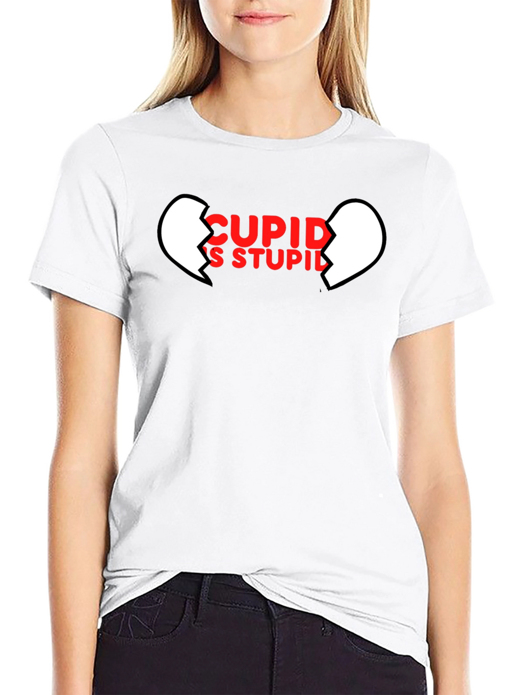 Cupids Stupid Black T-Shirt - Broken Heart Graphic