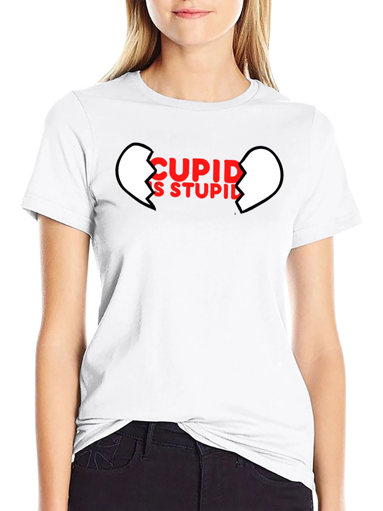 Cupids Stupid Black T-Shirt - Broken Heart Graphic