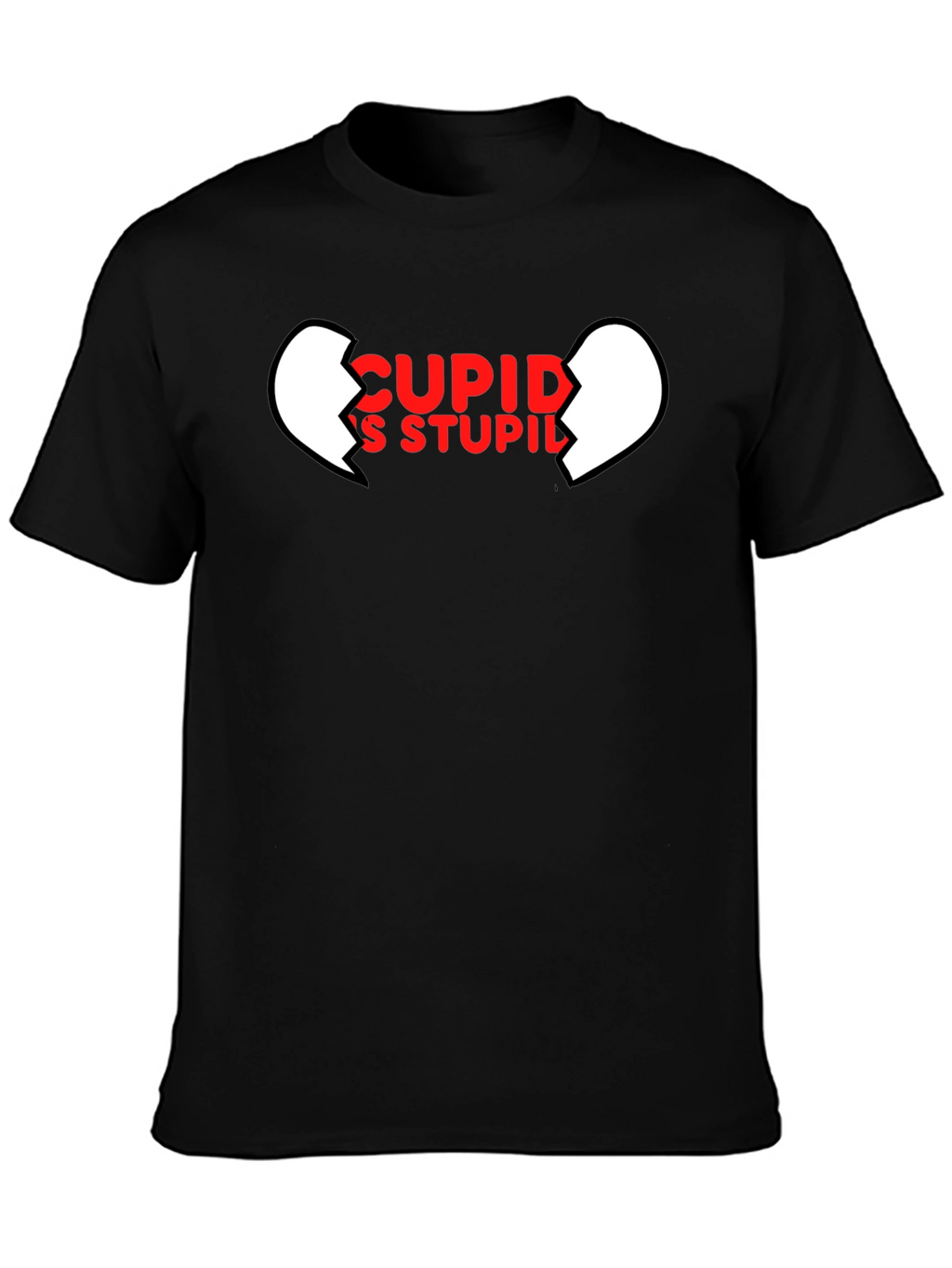 Cupids Stupid Black T-Shirt - Broken Heart Graphic