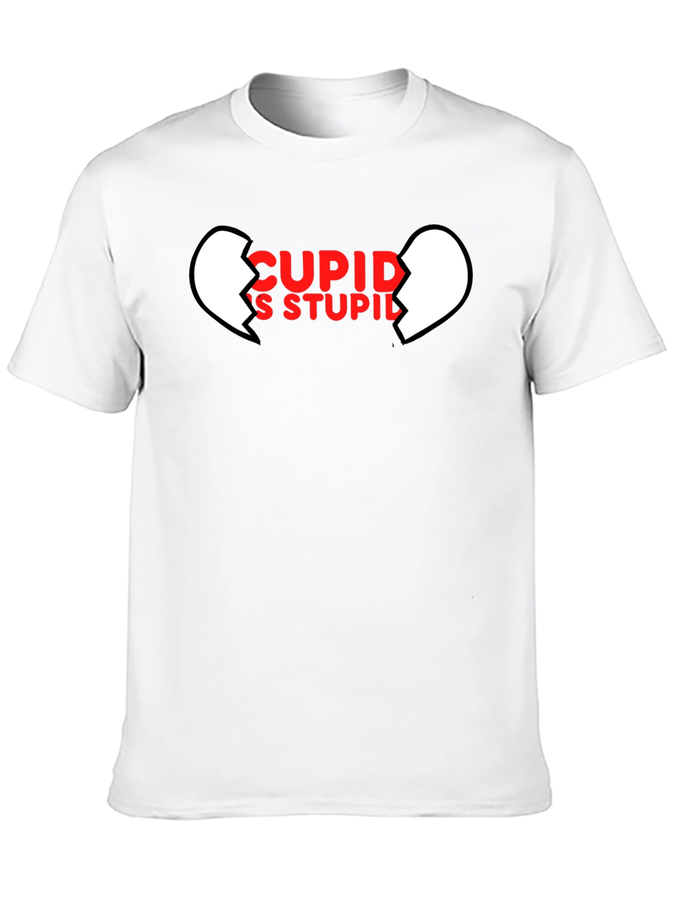 Cupids Stupid Black T-Shirt - Broken Heart Graphic