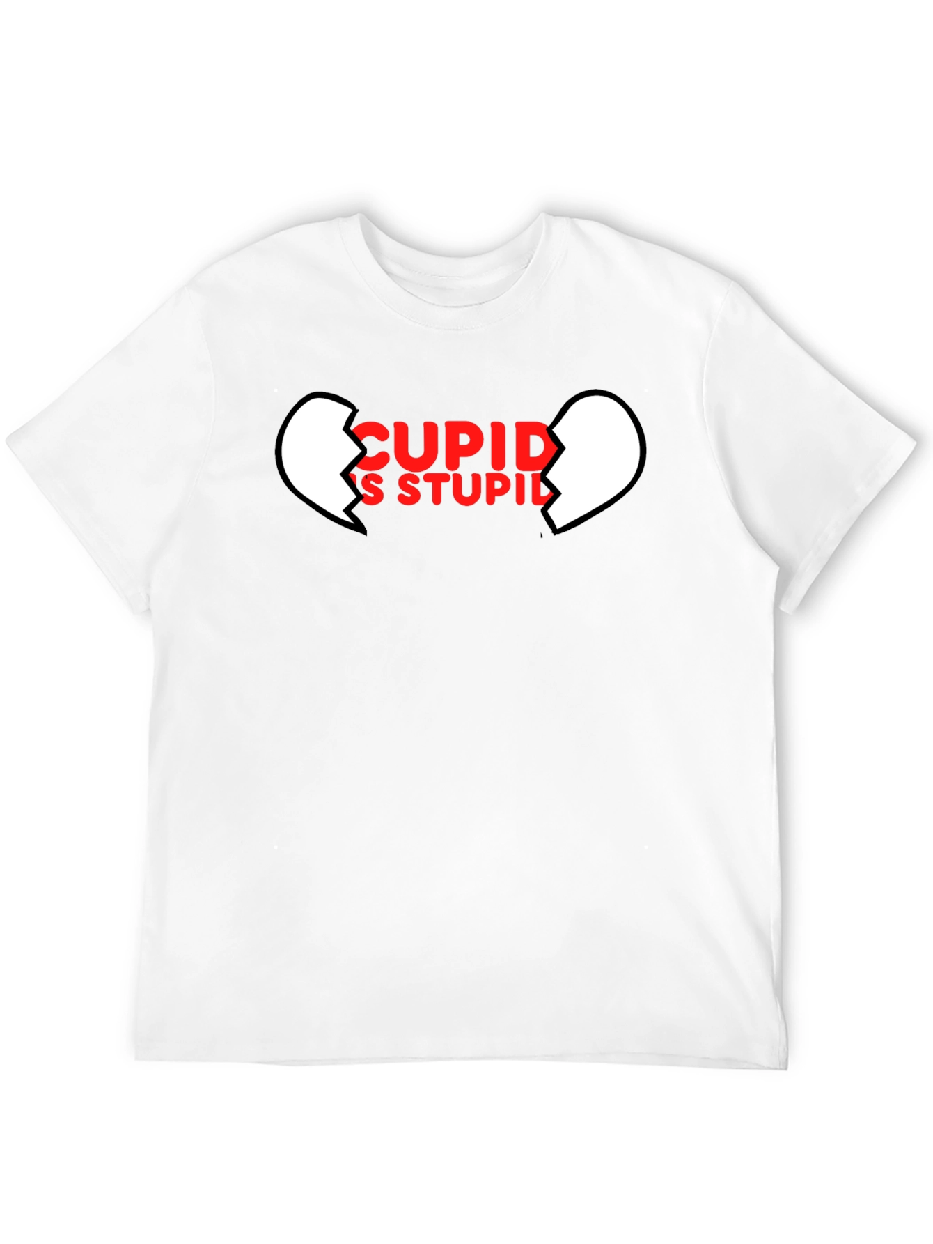 Cupids Stupid Black T-Shirt - Broken Heart Graphic
