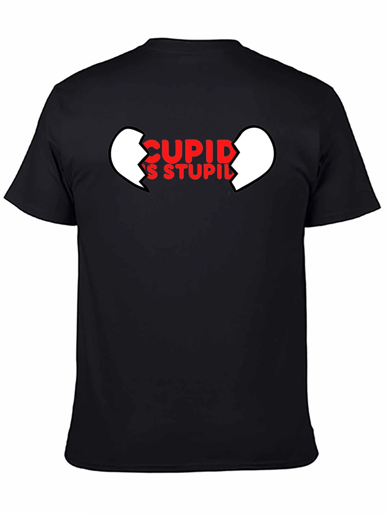 Cupids Stupid Black T-Shirt - Broken Heart Graphic