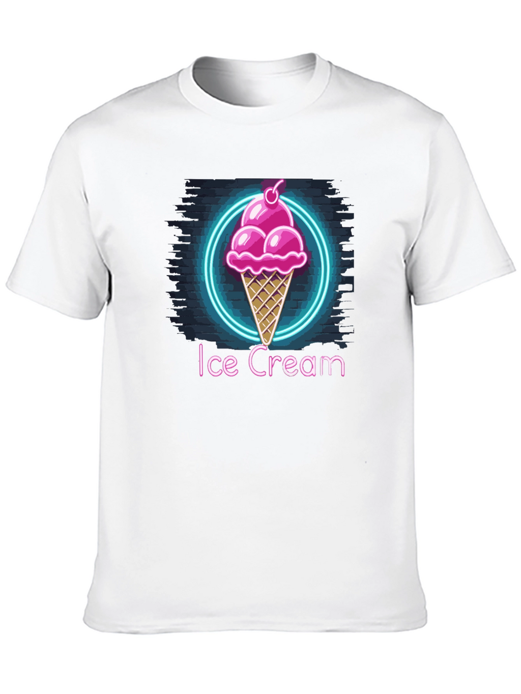 Neon Ice Cream Graphic Tee - Trendy Black T-Shirt