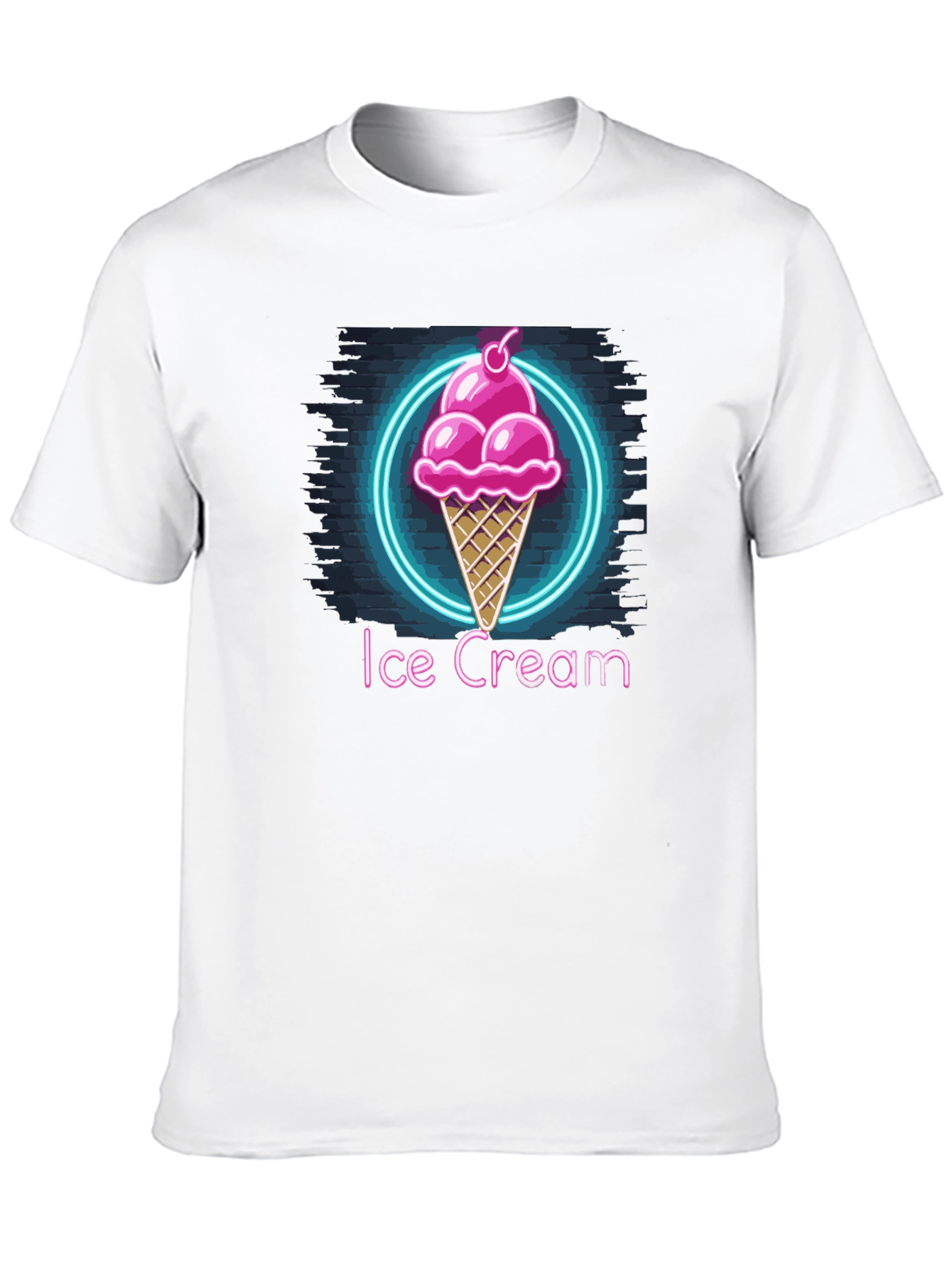 Neon Ice Cream Graphic Tee - Trendy Black T-Shirt