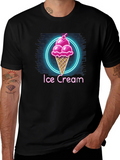 Neon Ice Cream Graphic Tee - Trendy Black T-Shirt