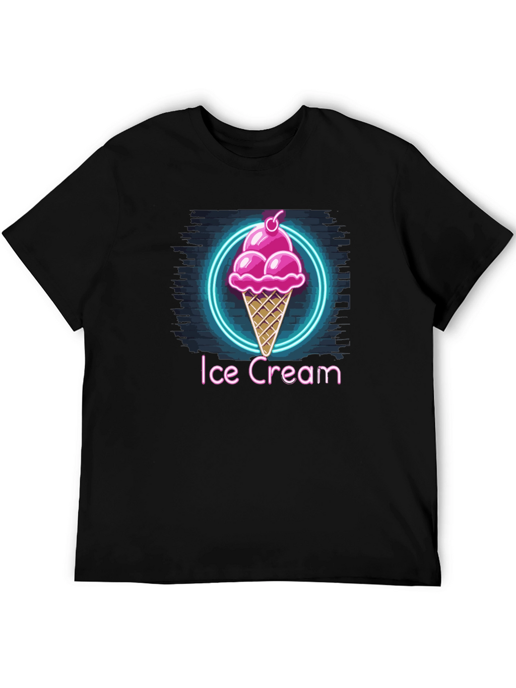 Neon Ice Cream Graphic Tee - Trendy Black T-Shirt