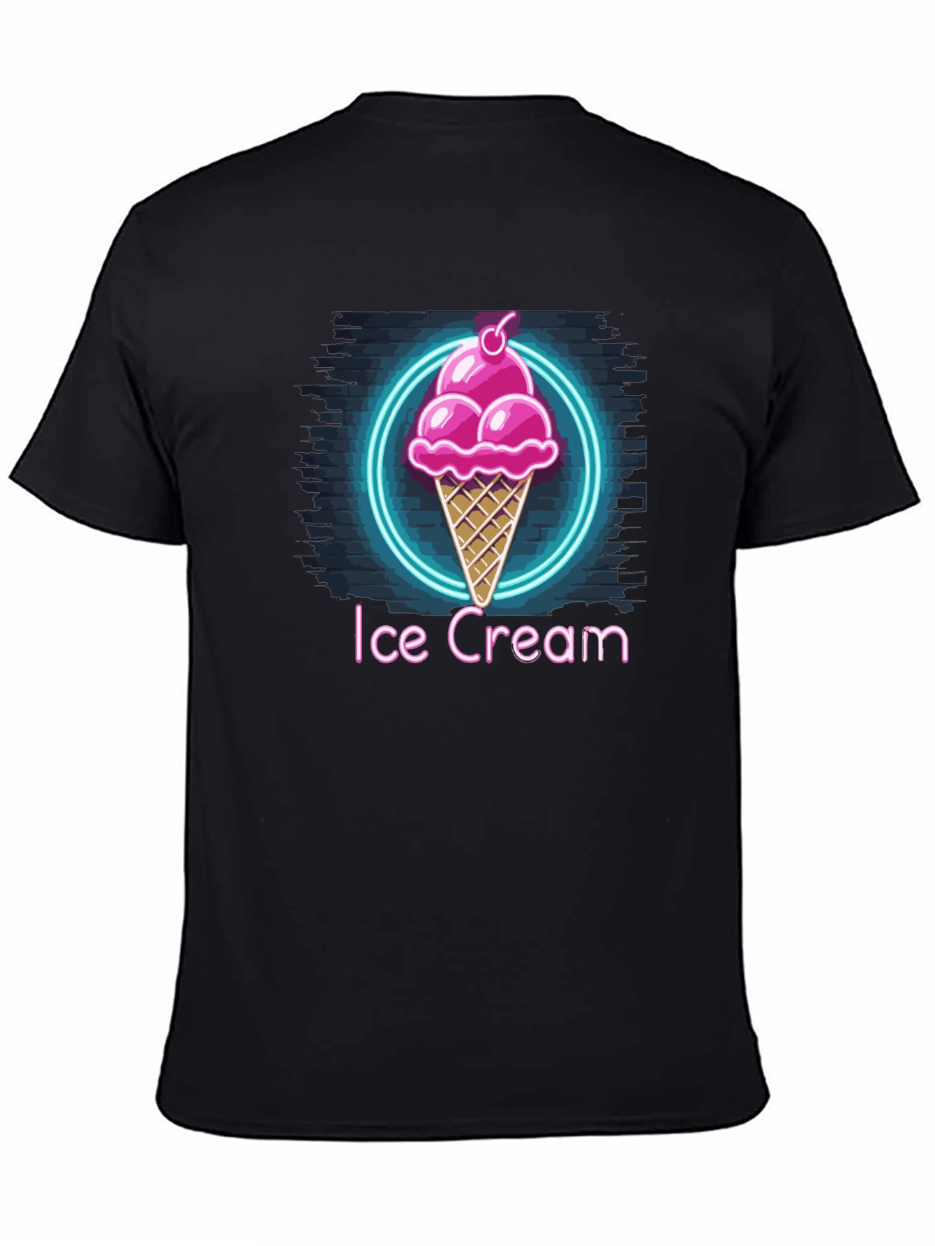 Neon Ice Cream Graphic Tee - Trendy Black T-Shirt